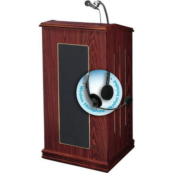 Oklahoma Sound 711-MY-LWM-7 Prestige Sound Lectern with Wireless Headset Mic - Mahogany
