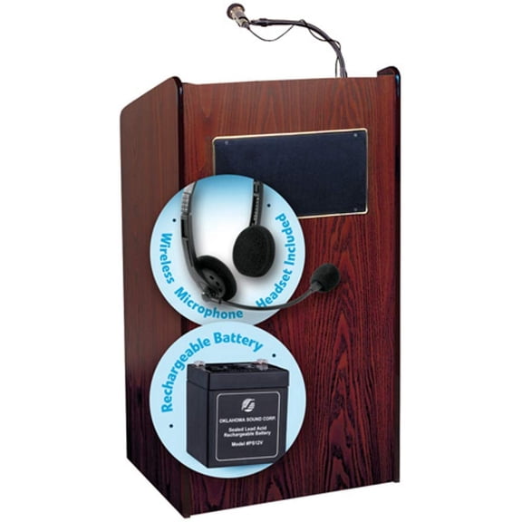 Oklahoma Sound Aristocrat 46" Wood Lectern and Battery in Mahogany