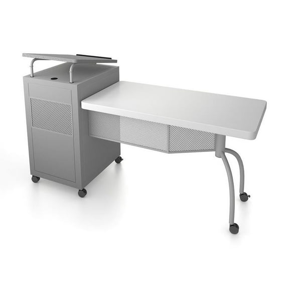 Oklahoma Sound Edupod Teacher's Desk & Lectern Combo, Grey Hammer Tone