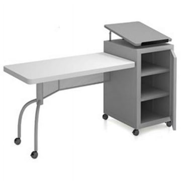 Oklahoma Sound Edupod Series Metal Teacher's Desk and Lectern Combo in Gray