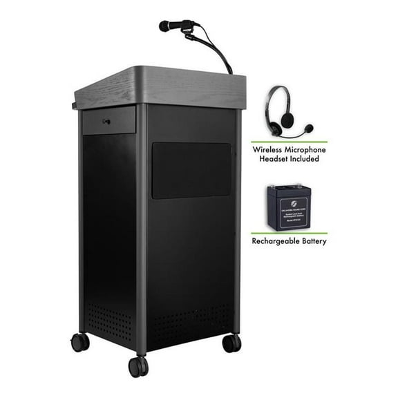 Oklahoma Sound GSL Series 46" Modern Metal Lectern with Sound in Charcoal