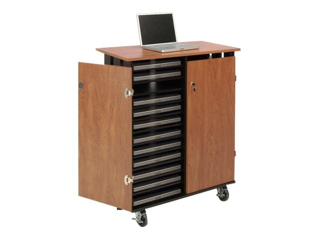 Oklahoma Sound? Laptop Charging/Storage Cart, Cherry/Black