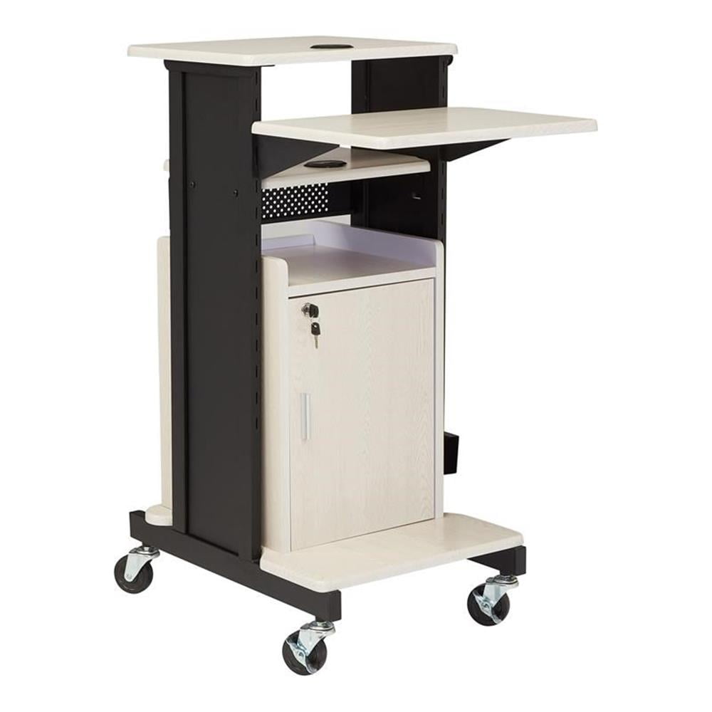 40.5'' Black and Ivory Steel Presentation Cart with Adjustable Shelves