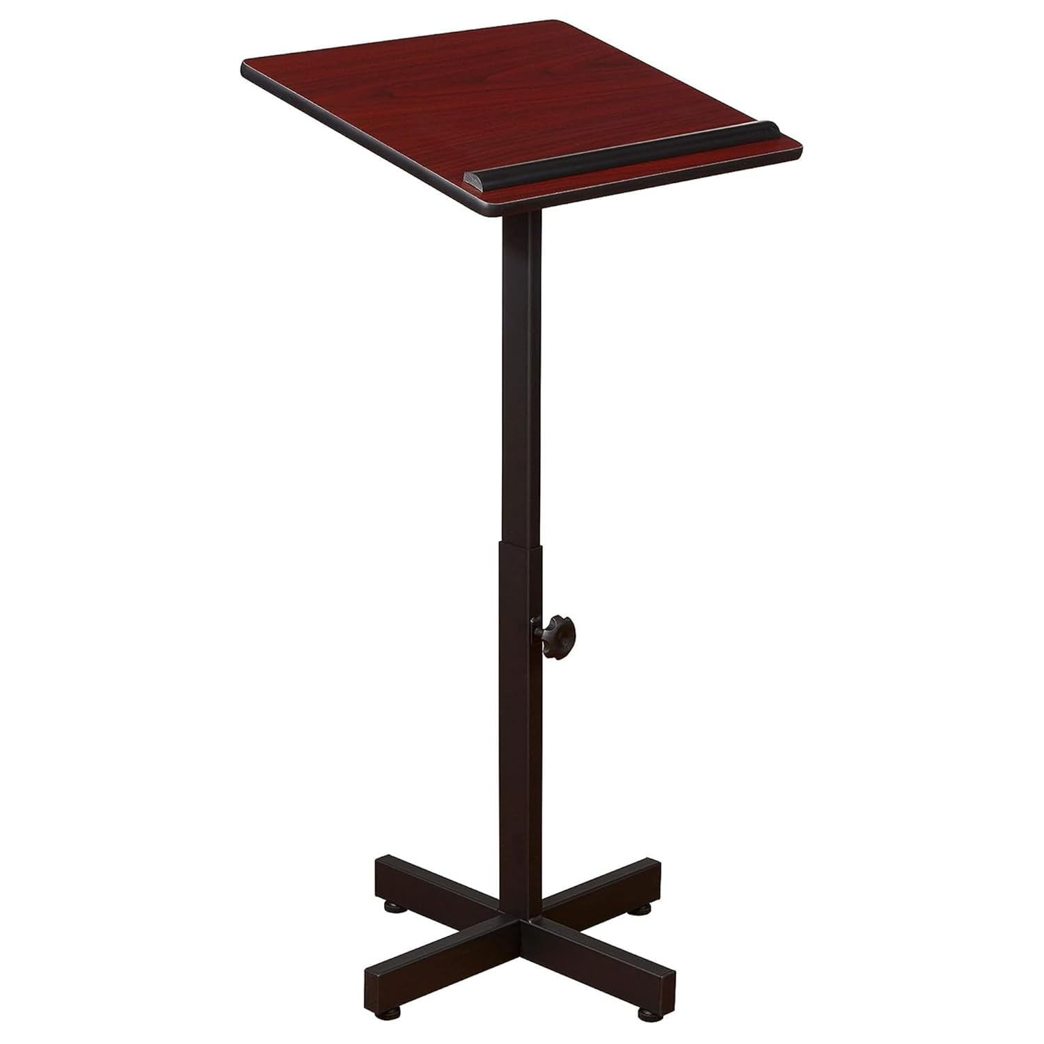 Adjustable Black and Mahogany Mobile Steel Lectern