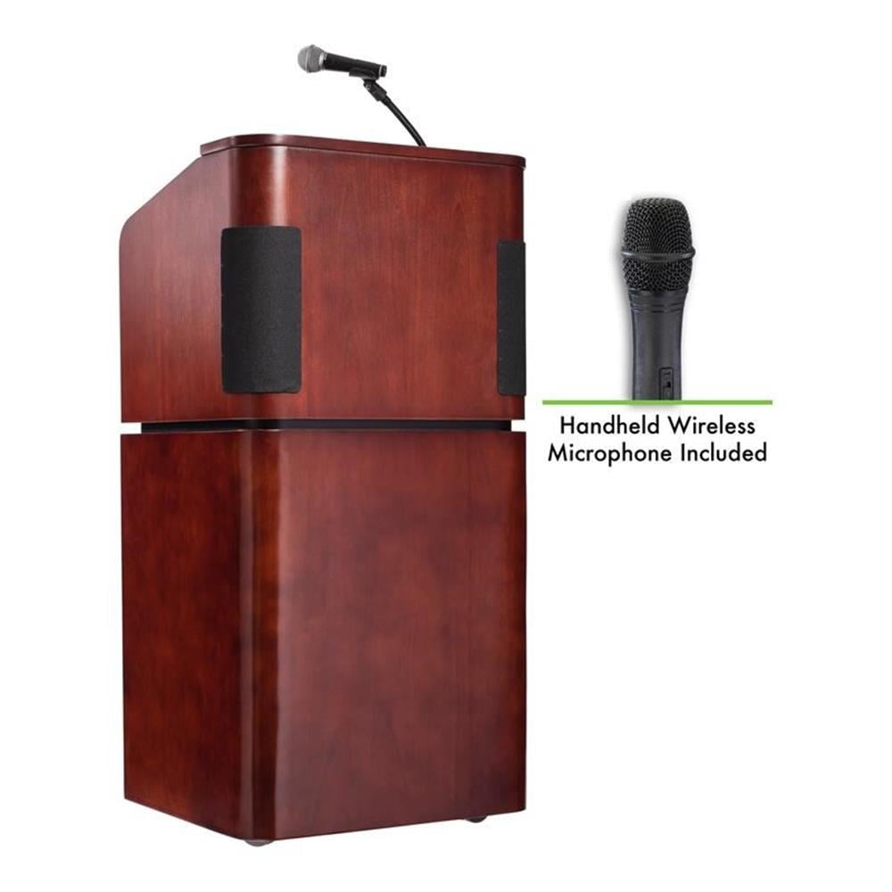 Mahogany and Walnut Mobile Lectern with Sound System