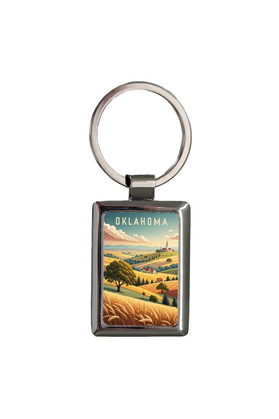 Oklahoma State Beautiful Scene Metal Rectangle Keychain