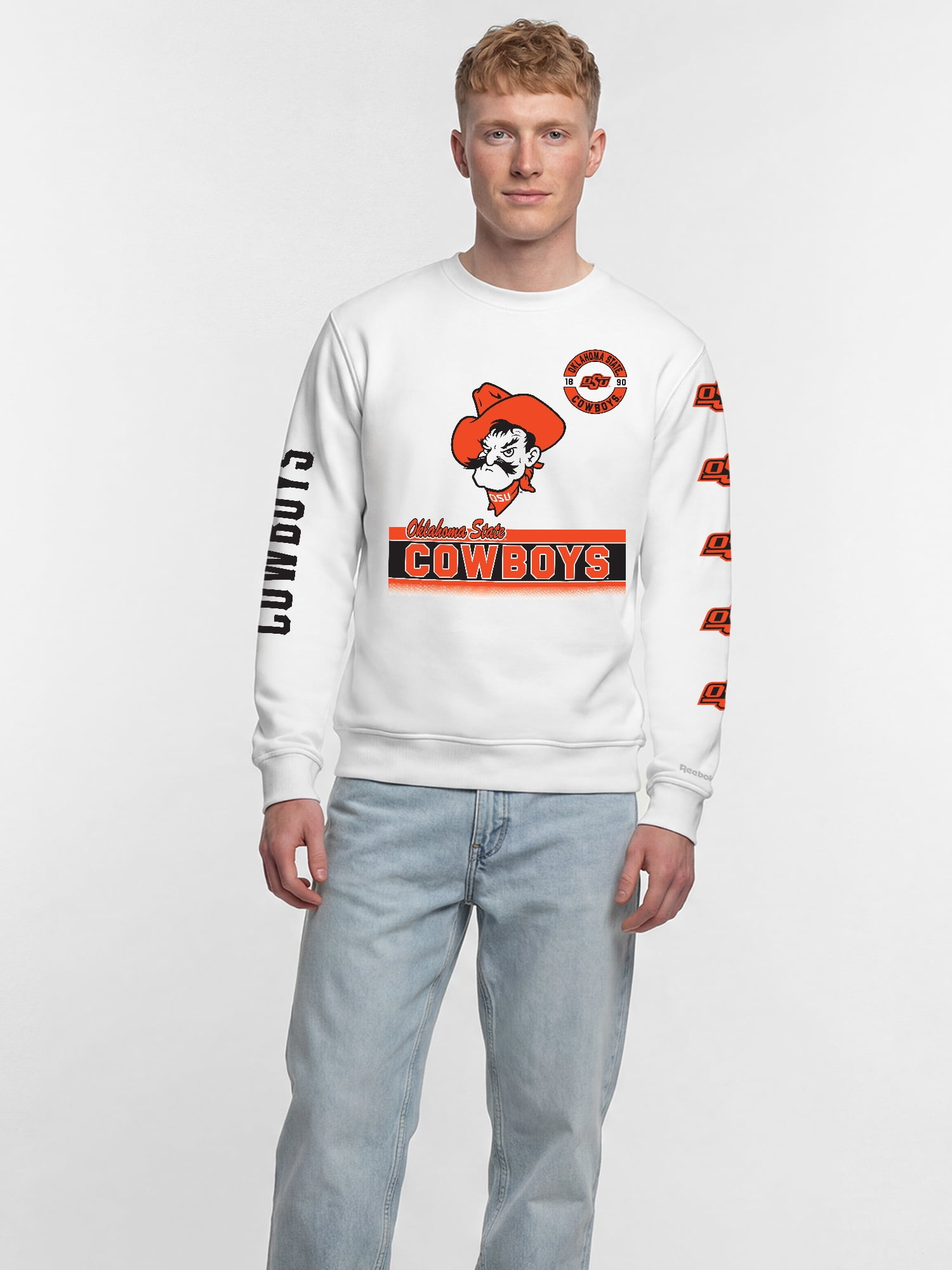 Oklahoma State Cowboys Reebok Mens White Crew Sweatshirt