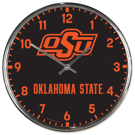 NCAA Oklahoma State Team Chrome Clock