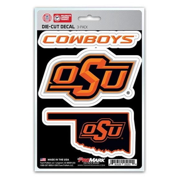 Oklahoma State Decal - Pack of 3