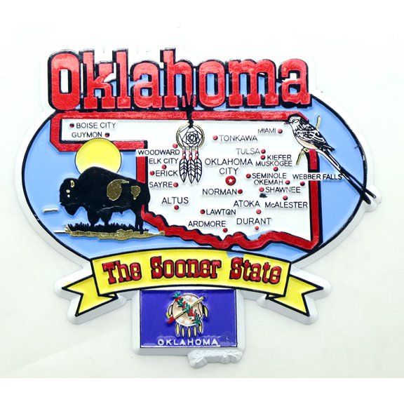 Oklahoma State Elements Map Fridge Collectible Souvenir Magnet
