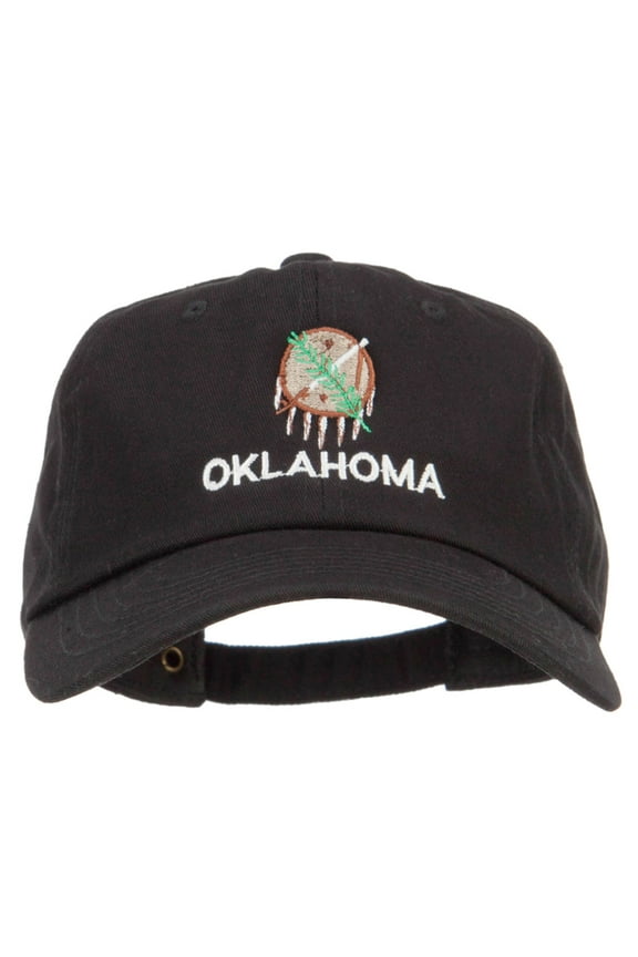 Oklahoma State Flag Embroidered Unstructured Washed Cap - Black OSFM