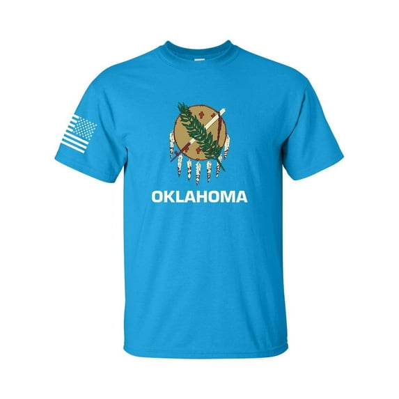 Oklahoma State Flag United States of American Flag Short Sleeve Graphic tee T-shirt-Sapphire-xl