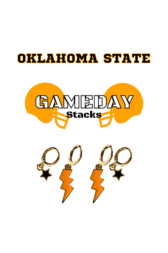Oklahoma State Gameday Earring Stack for Cowboys Game Day orange | black