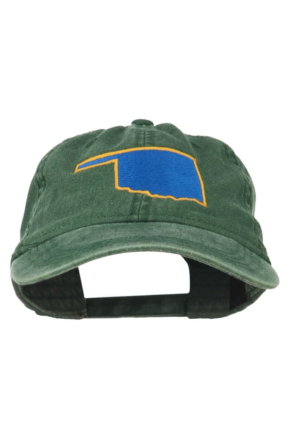 Oklahoma State Map Embroidered Cap - Dark Green OSFM