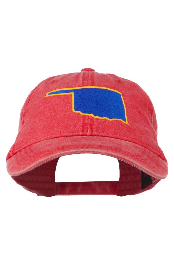 Oklahoma State Map Embroidered Cap - Red OSFM