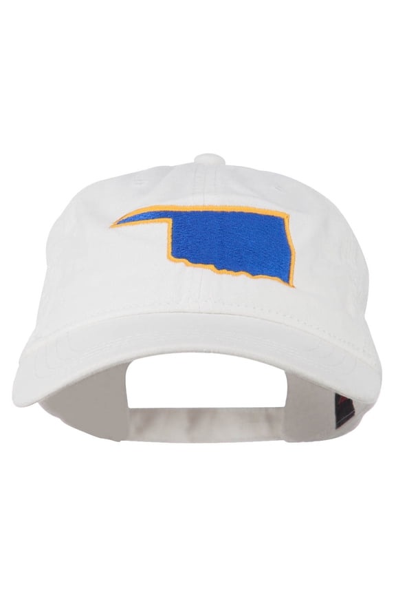Oklahoma State Map Embroidered Cap - White OSFM