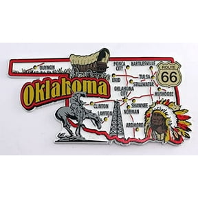 Oklahoma State Map and Landmarks Collage Fridge Souvenir Collectible Magnet FMC