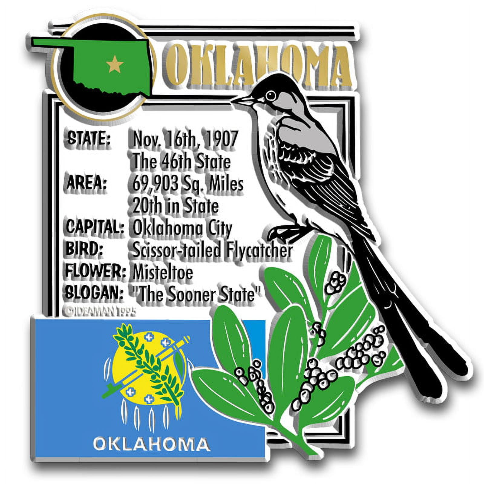 Oklahoma State Montage Magnet by Classic Magnets, 3.1 x 3.2 