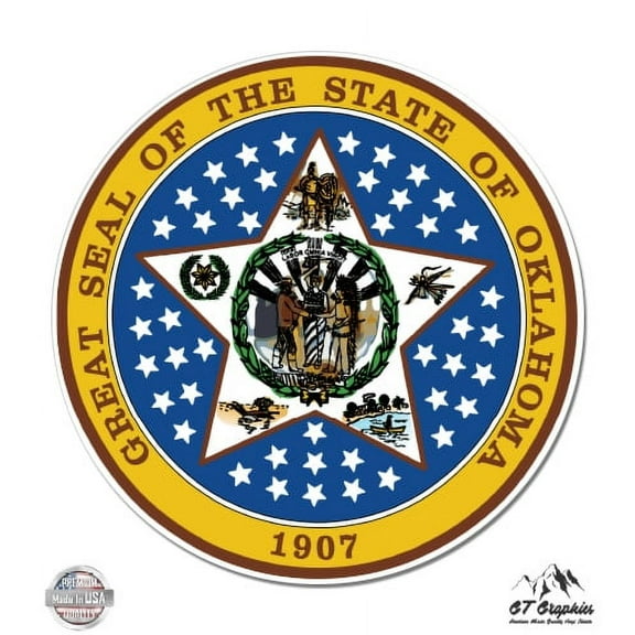 Oklahoma State Seal - 3" Vinyl Sticker - For Car Laptop I-Pad Phone Helmet Hard Hat - Waterproof Decal