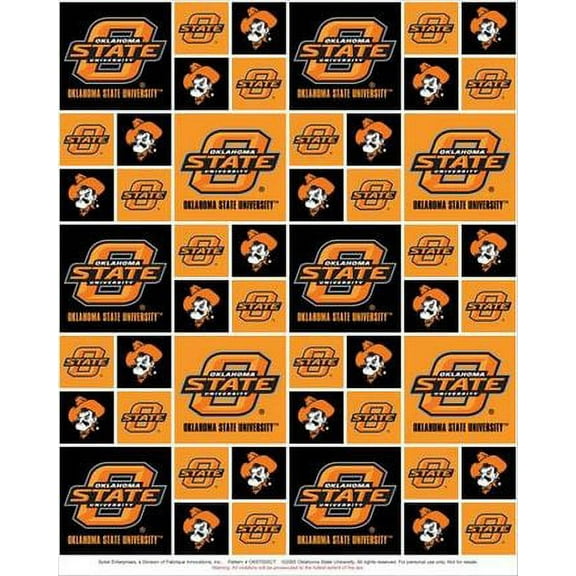 Oklahoma State University Fabric Fine Cotton Classic Geometric Design-Sold by the Yard