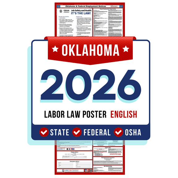 Oklahoma State and Federal Labor Law Poster 2026 - Non-Laminated Paper