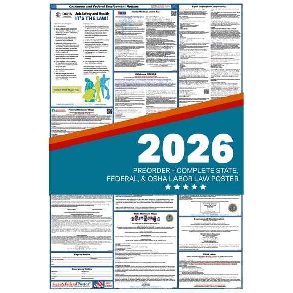 Oklahoma State and Federal Labor Law Poster 2026 SPANISH