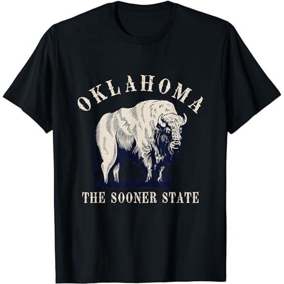 Oklahoma The Sooner State American Bison Buffalo Vintage T-Shirt