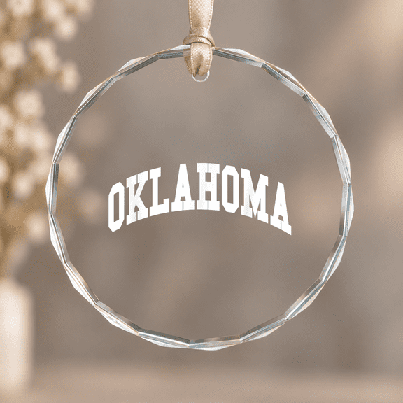 Oklahoma Throwback Christmas Ornament, Holiday Keepsake Gift, Circle Glass Ornament