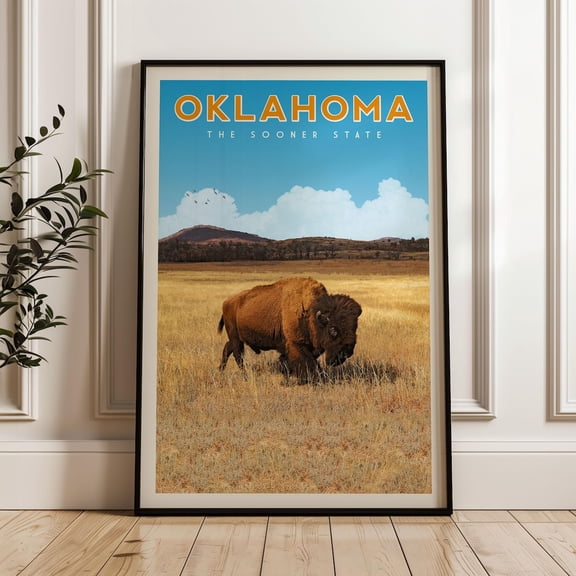 Oklahoma Travel Poster Vintage Oklahoma Print Oklahoma Sooner State Wall Art Oklahoma State Park Map Oklahoma City Decor Oklahoma Gift