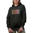thumbnail image 1 of Oklahoma, US State Themed, Groovy Retro Wavy Text Merch Gift, Black Hooded Sweatshirt or Hoodie, Large, 1 of 5