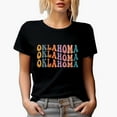 thumbnail image 1 of Oklahoma, US State Themed, Groovy Retro Wavy Text Merch Gift, Black T-Shirt, Small, 1 of 5