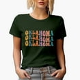 thumbnail image 1 of Oklahoma, US State Themed, Groovy Retro Wavy Text Merch Gift, Military Green T-Shirt, Medium, 1 of 5