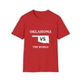 thumbnail image 1 of Oklahoma VS The World Unisex Softstyle T-Shirt Red Black Football, 1 of 3