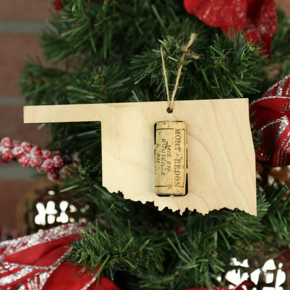 Torched Oklahoma Wine Cork Holder Ornaments Christmas Tree Hanging Decor