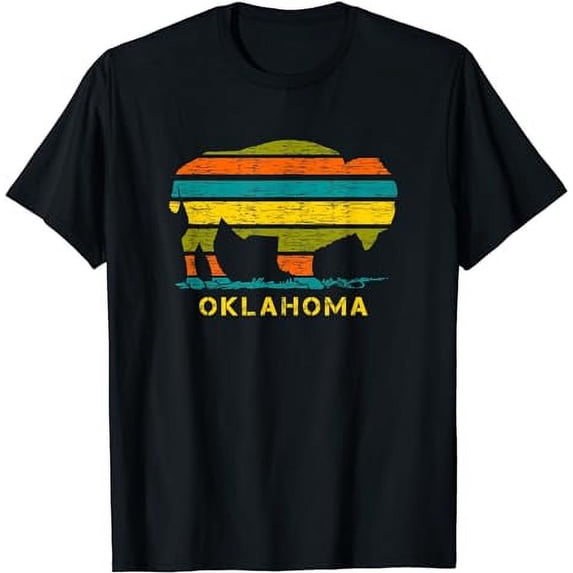 Oklahoma and Retro American Buffalo Bison T-Shirt