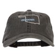 thumbnail image 1 of Oklahoma with Map Outline Embroidered Washed Cotton Twill Cap - Black OSFM, 1 of 5