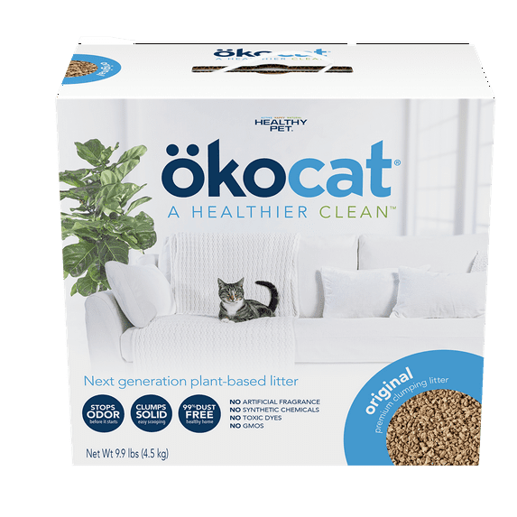 Okocat Premium Original Clumping Natural Wood Cat Litter, Dust Free, 9.9 lbs