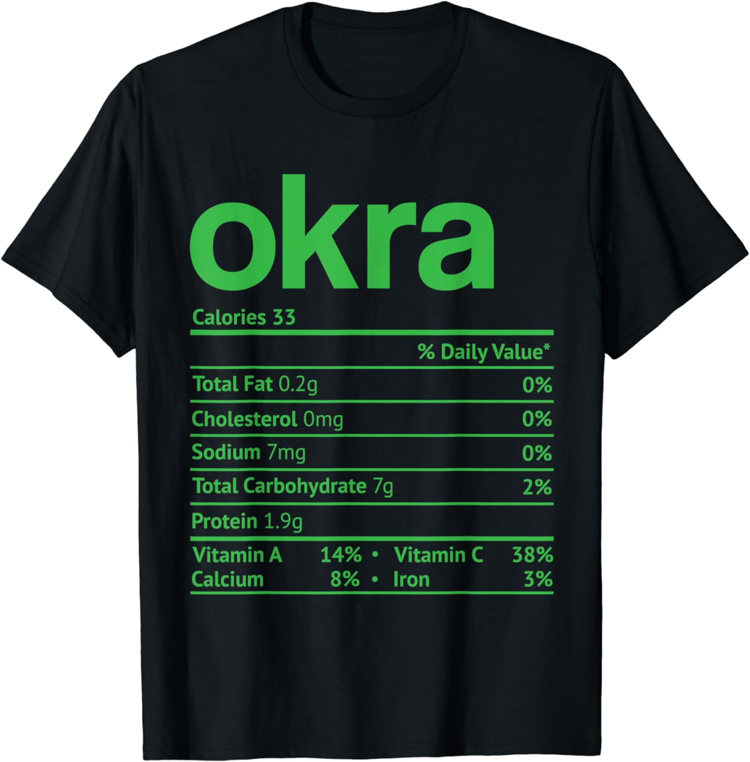 Okra Nutrition Facts Funny Thanksgiving Christmas Food TShirt
