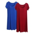 thumbnail image 1 of Oksale 2 PC Modal Night Dress for Women Plus Size Cotton Nightgown Mid Length Sleep Shirt Short Sleeve Crewneck Sleep Dress Solid Color Soft Loungewear 2025 Watermelon Red M, 1 of 2