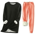 thumbnail image 1 of Oksale 2 PC Outfits for Women Plus Size Fleece Lined Sweatshirts Set Matching with Pockets Elastic Drawstring Sweatpants Baggy Warm Winter Loungewear Orange XXXXL, 1 of 2