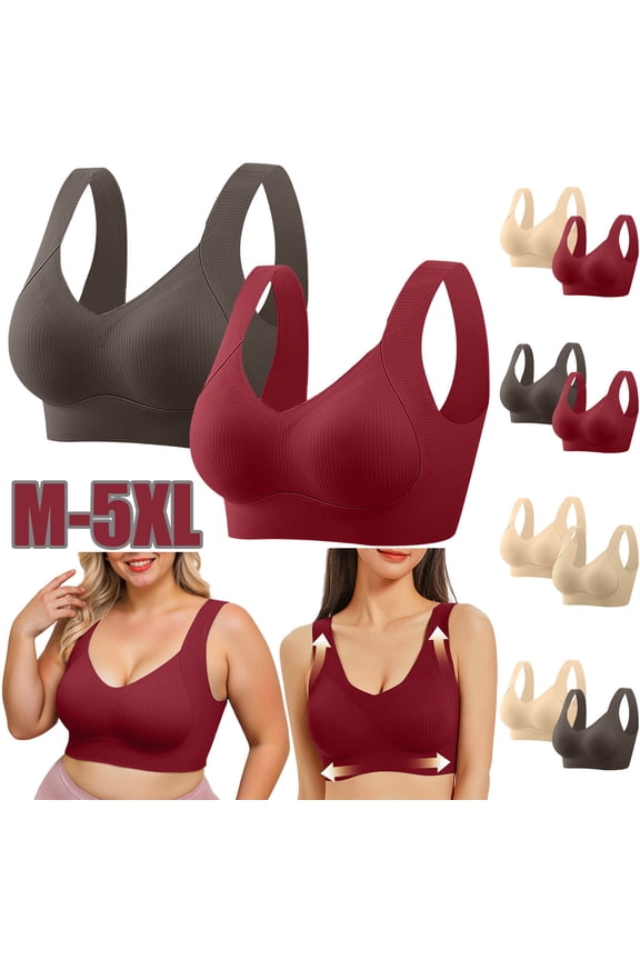 2 PC Push Up Bras for Women Seamless Jelly Bra Mositure Wicking Sports Bras Breathable Lightly Comfortable Tshirt Bralettes Multicolor M