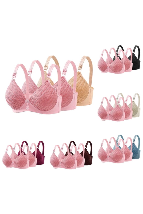 3 PC Embroidery Wireless Bras for Women Sexy Lace Full Coverage Bra Lightly Cozy Adjustable Push Up Bras 2026 Green 40