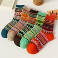 thumbnail image 1 of Oksale 5 Pairs Vintage Wool Socks for Women Thick Thermal Warm Winter Stocking Soft Cozy Cabin Socks Gifts for Lady Multicolor Free Size, 1 of 4