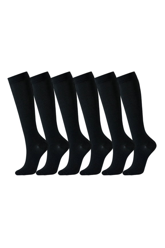 6 Pairs Knee High Socks for Women Cotton Moisture Wicking Sports Stocking Soft Comfy Trouser Socks 2025 Black L