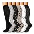 thumbnail image 1 of Oksale 6 Pairs Womens Striped Knee High Socks Cute Graphic Stocking Casual Comfy Scrunch Boot Stocks Moisture Wicking Tall Sock Black M, 1 of 2