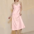 thumbnail image 1 of Oksale Adjustable Strap Slip Nightshirt for Women Soft Spaghetti Strap Silk Lingerie Sexy Strapless Midi Length Sleep Dress Chemise Nightgown Pink M, 1 of 7