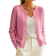 thumbnail image 1 of Oksale Cable Knit Cardigans for Women Soft Comfortable Long Sleeve Cardigan Sweaters Lighweight Open In Front Thin Fall Clothes Pink M, 1 of 6