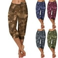 thumbnail image 1 of Oksale Camo Capris for Women Stretchy Low Rise Yoga Capri Pants Slim Straight Leg Cropped Trousers for Workout Wine L, 1 of 7