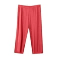 thumbnail image 1 of Oksale Capri Pajamas for Women Soft Lightweight Stretchy Waisted Lounge Pants Capris Plus Size Cropped Loungewear Red 3XL, 1 of 6
