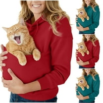 Oksale Cat Dog Pouch Hoodie for Women 2025 Oversized Long Sleeve Sweatshirts with Large Pocket Warm Soft Cozy Shirts Army Green M